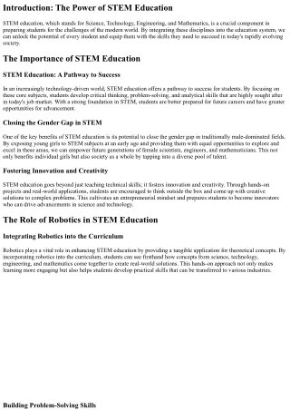introduction the power of stem education