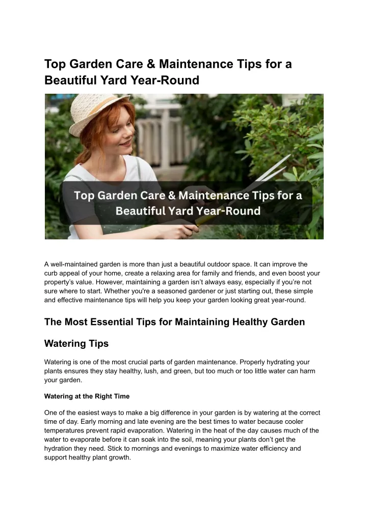 top garden care maintenance tips for a beautiful