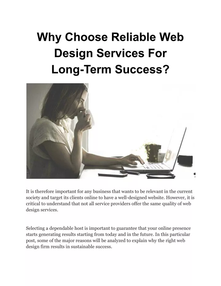 why choose reliable web design services for long