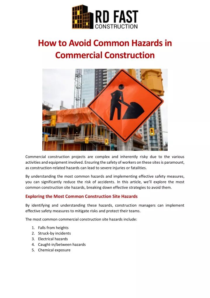 how to avoid common hazards in commercial