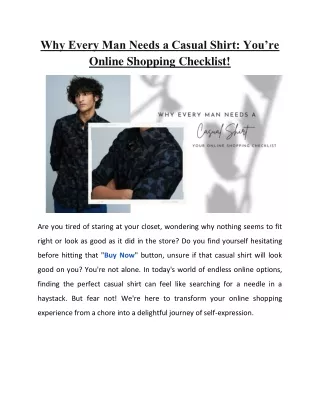 Why Every Man Needs a Casual Shirt_ Your Online Shopping Checklist