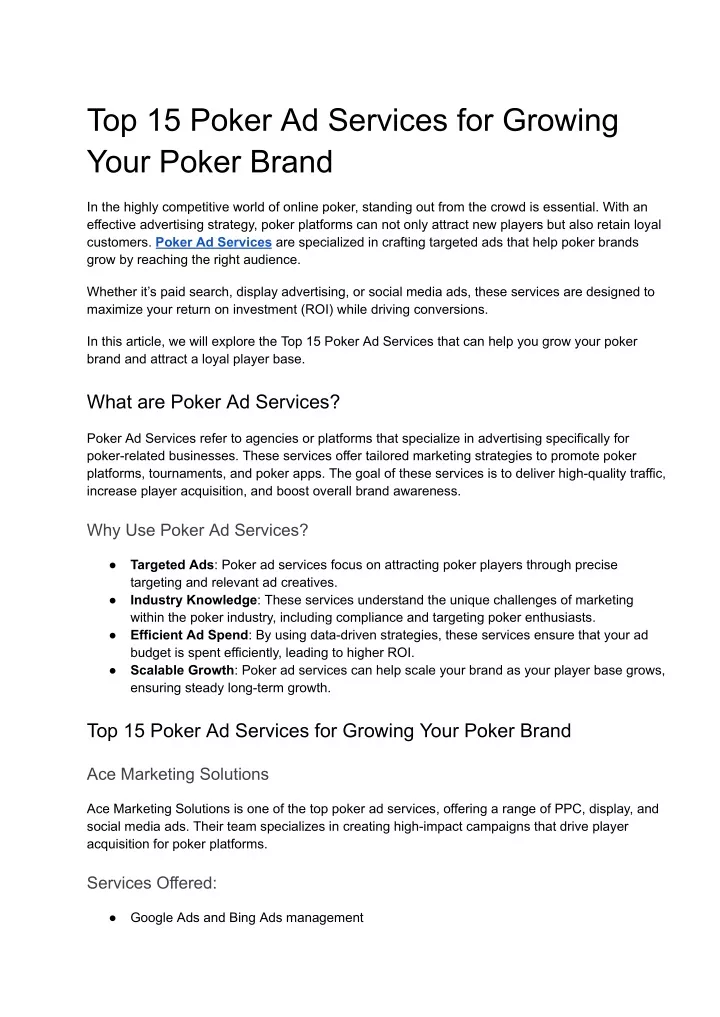 top 15 poker ad services for growing your poker