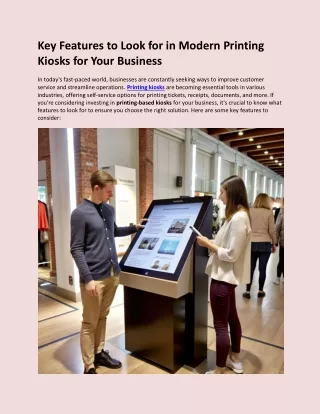 Key Features to Look for in Modern Printing Kiosks for Your Business