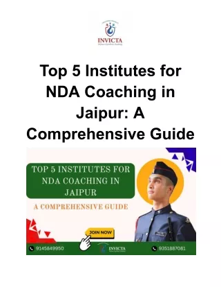 Top 5 Institutes for NDA Coaching in Jaipur