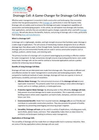 drainage cell a game changer for drainage cell