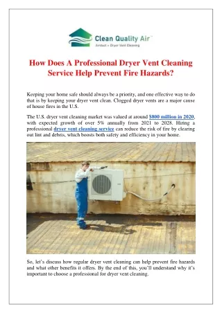 How Does A Professional Dryer Vent Cleaning Service Help Prevent Fire Hazards