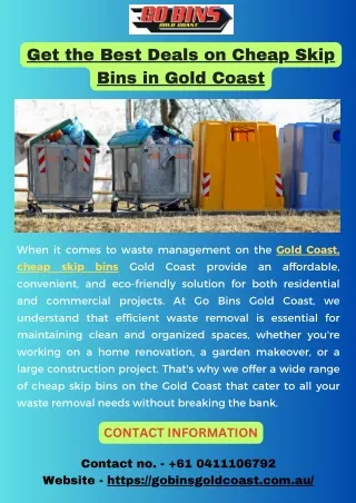 Get the Best Deals on Cheap Skip Bins in Gold Coast