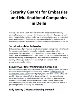 security guards for embassies and multinational