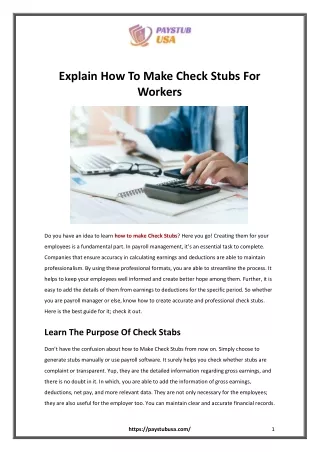 Explain How To Make Check Stubs For Workers