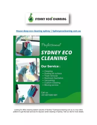 House deep eco cleaning sydney | Sydneyecocleaning.com.au