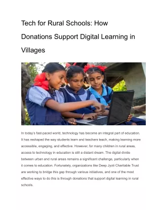 Tech for Rural Schools: How Donations Support Digital Learning in Villages