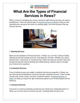 What Are the Types of Financial Services in Rewa