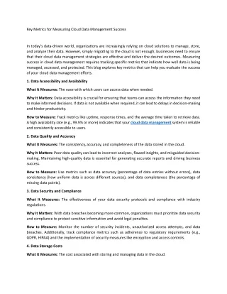 key metrics for measuring cloud data management