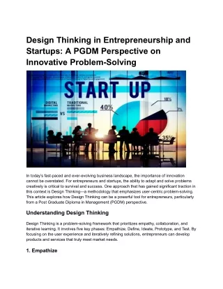 Design Thinking in Entrepreneurship and Startups_ A PGDM Perspective on Innovative Problem-Solving