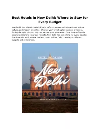 Best Hotels in New Delhi for Every Budget