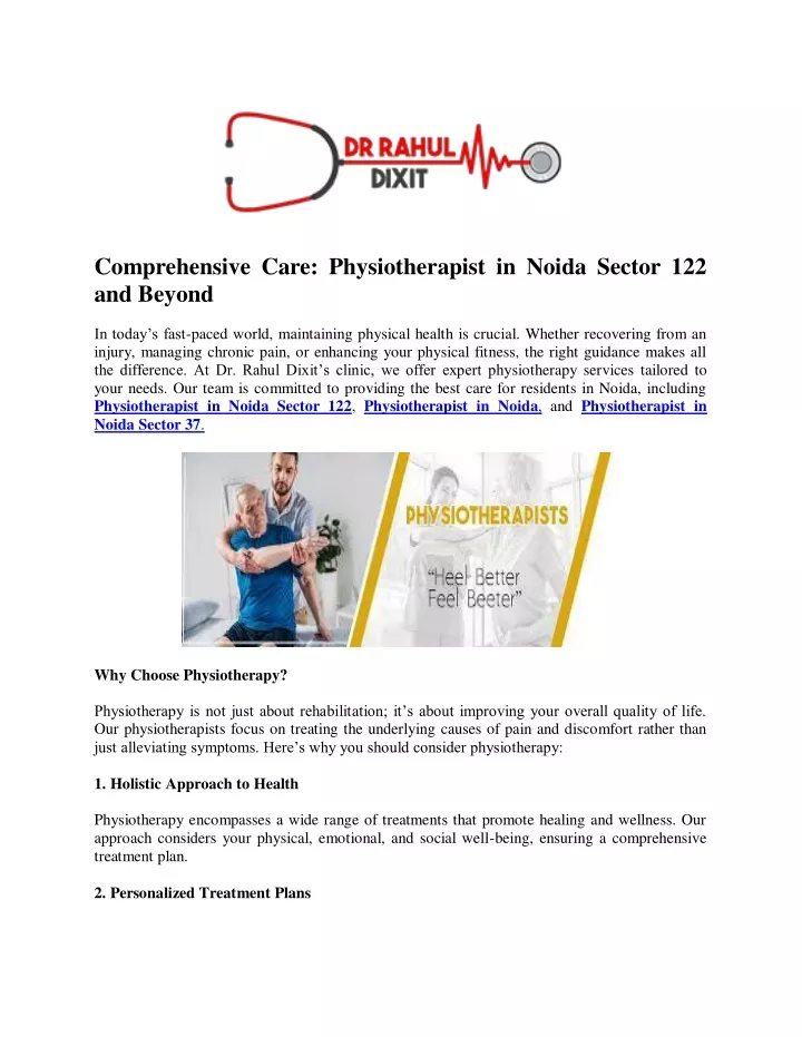 comprehensive care physiotherapist in noida