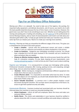 Tips For an Effortless Office Relocation