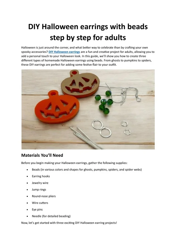 PPT - DIY Halloween earrings with beads step by step for adults ...