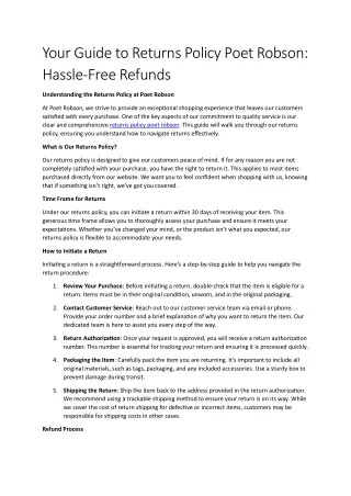 Your Guide to Returns Policy Poet Robson