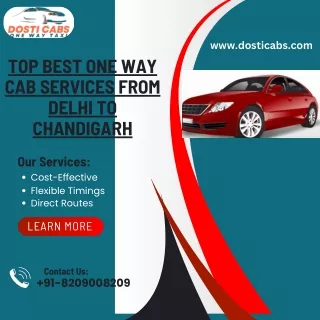 Top Best one Way Cab Services from Delhi to Chandigarh