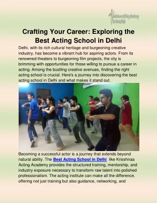 Best Acting School in Delhi