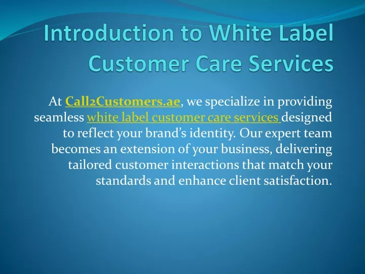 introduction to white label customer care services