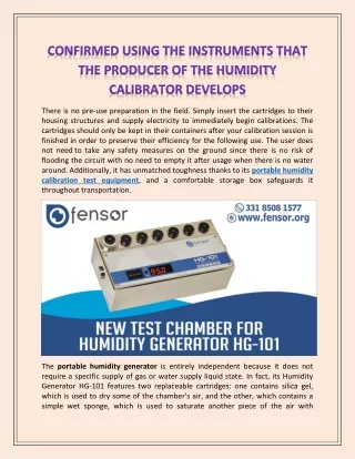 Confirmed Using The Instruments That The Producer Of The Humidity Calibrator Develops