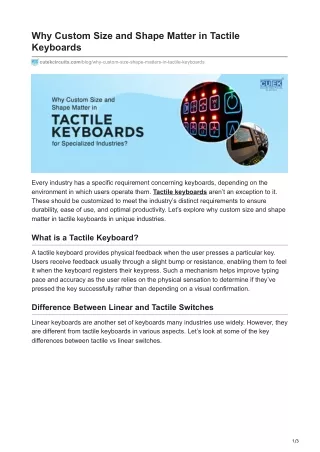 Why Custom Size and Shape Matter in Tactile Keyboards