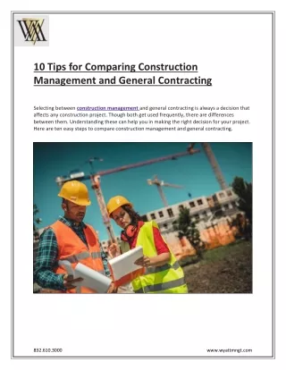 10 Tips for Comparing Construction Management and General Contracting_