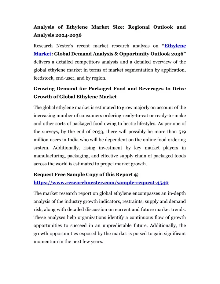 analysis of ethylene market size regional outlook