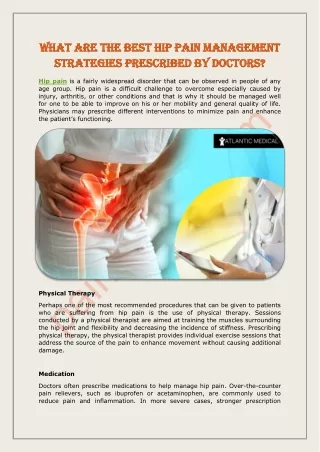 What are the best hip pain management strategies prescribed by doctors