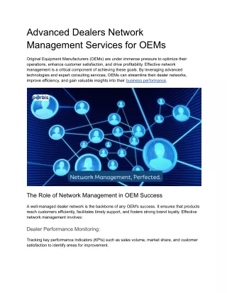 Advanced Dealers Network Management Services for OEMs