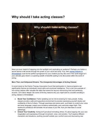 Why should I take acting classes