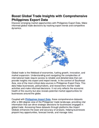 Boost Global Trade Insights with Comprehensive Philippines Export Data