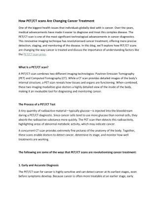 How PET CT Scans are Changing Cancer Treatment