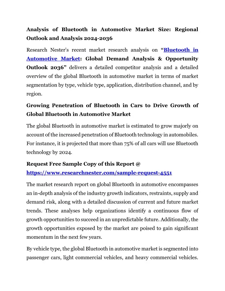 analysis of bluetooth in automotive market size