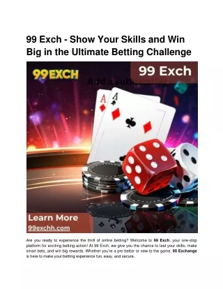 99 Exch - Show Your Skills and Win Big in the Ultimate Betting Challenge