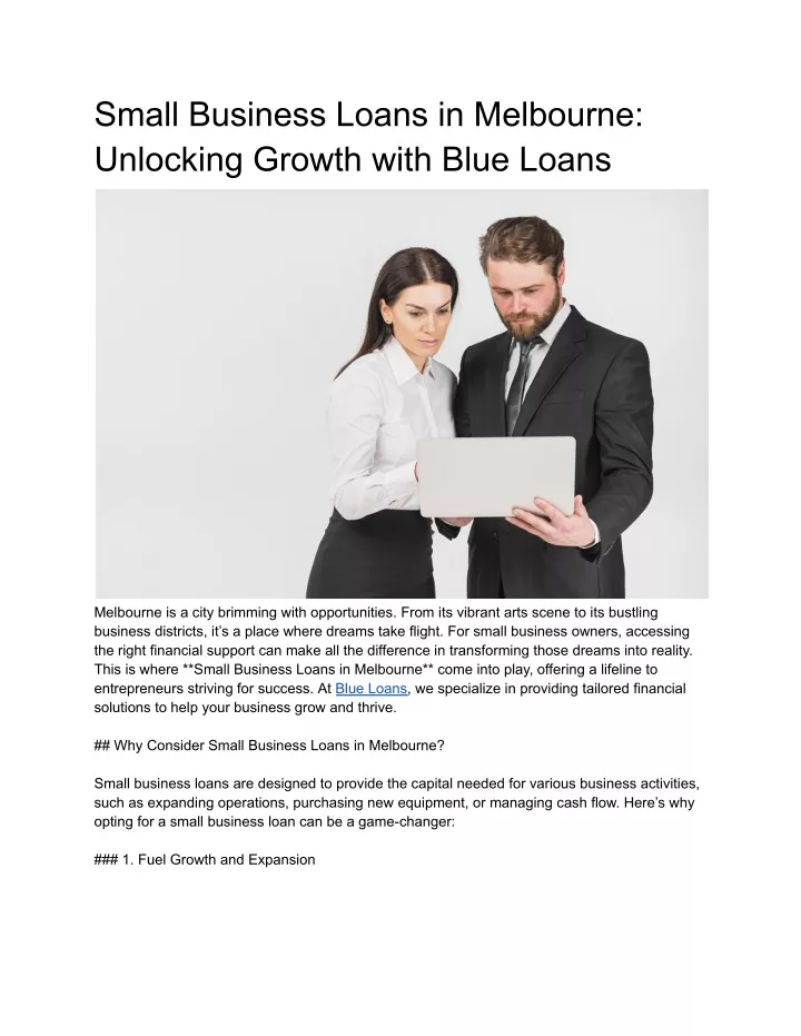 small business loans in melbourne unlocking