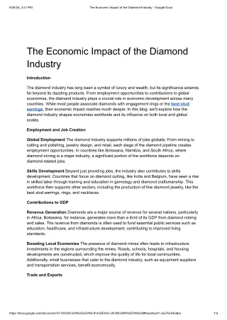 The Economic Impact of the Diamond