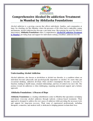 Alcohol De-addiction Treatment in Mumbai for Lasting Recovery