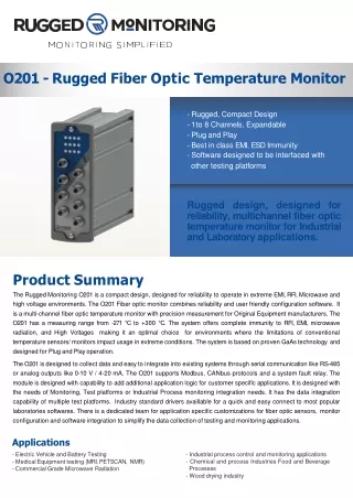 o201 rugged fiber optic temperature monitor