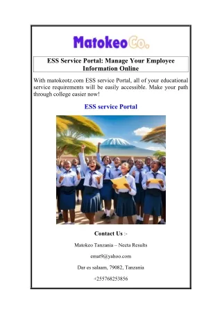 ESS Service Portal Manage Your Employee Information Online
