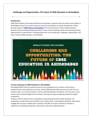 Challenges and Opportunities: The Future of CBSE Education in Ahmedabad