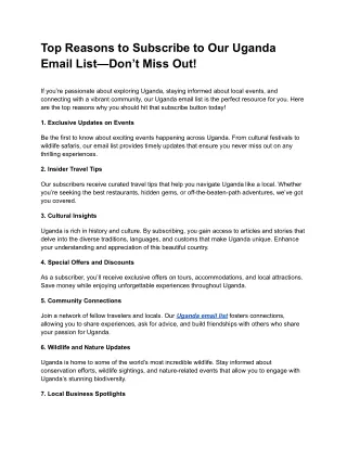 top reasons to subscribe to our uganda email list