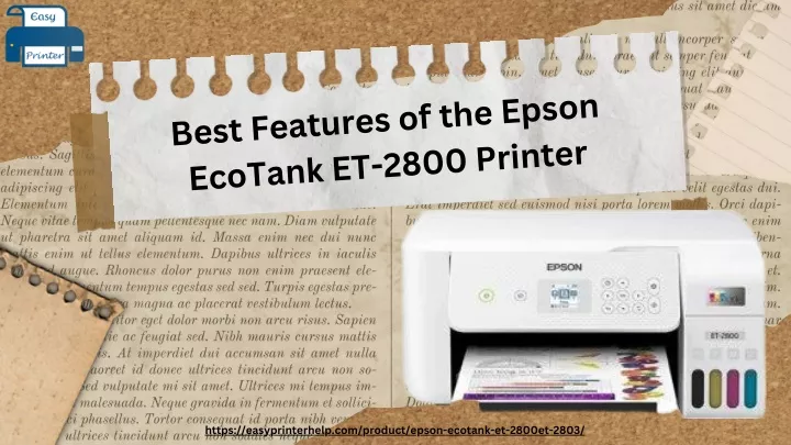 best features of the epson ecotank et 2800 printer