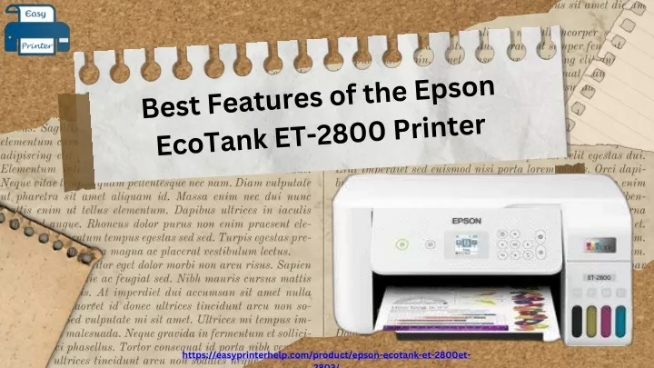 best features of the epson ecotank et 2800 printer