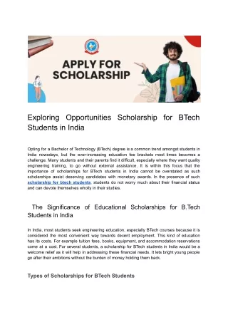 Exploring Scholarship Opportunities for BTech Students in India