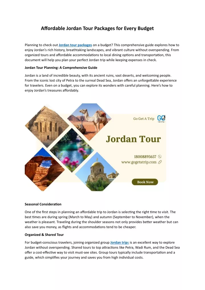 affordable jordan tour packages for every budget