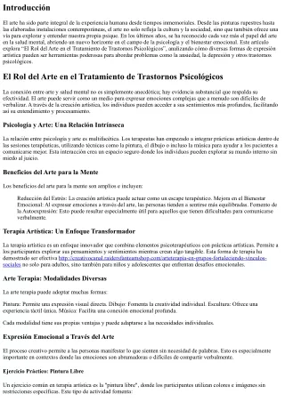 “El Rol del Arte en el Tratamiento de Trastornos Psicológicos”
