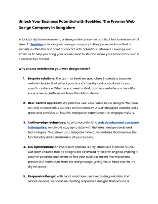 Website Development Company in Bangalore | SeekNeo